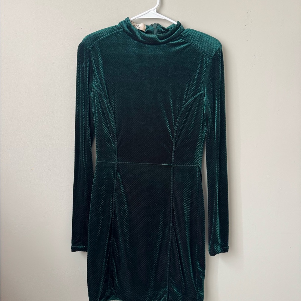 House of CB Green Velvet Dress